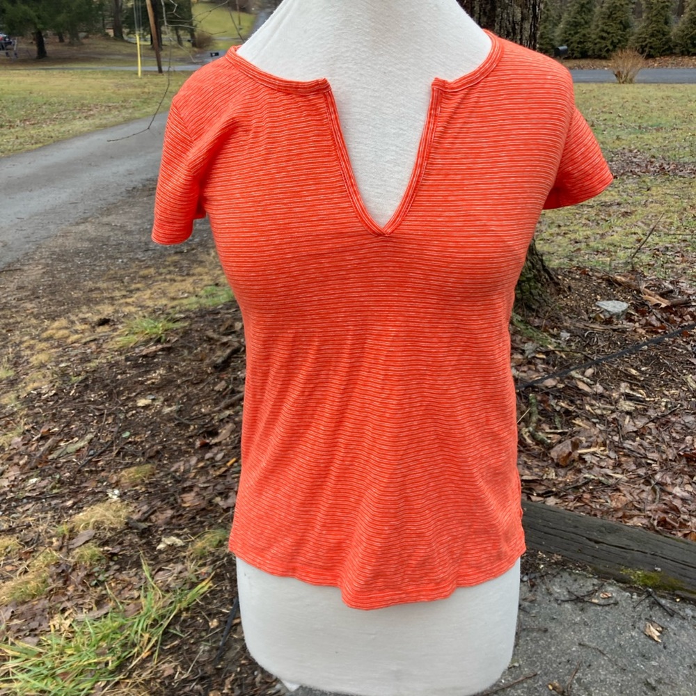 J. CREW ORANGE &PINK STRIPED TOP WOMENS XS